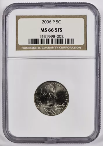 2006 P Jefferson Nickel *** NGC MS 66 5FS