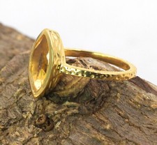 925 Sterling Silver Gold Plated Jewelry Natural Citrine Gemstone Ring Size 6