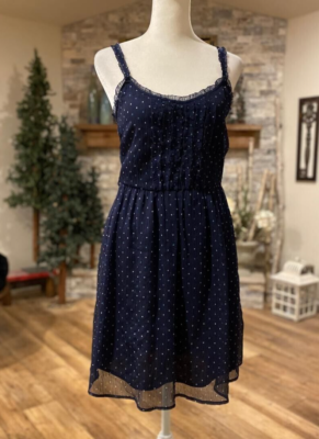 ZARA TRF COLLECTION Women Dress Size SMALL Navy Polka Dots Spaghetti Strap  | eBay