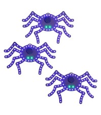 10 in Halloween Classics Twinkling LED Spiders - 3-Pack L3 NEW