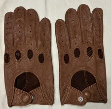 Light Brown Leather Driving Gloves - M