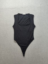ZARA Women Bodysuit M Black Square Neck Summer Casual Lightweight Sleeveless