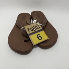 Flojos Women Jersey Josie Memory Foam Flip Flop Thong Sandal Brown 6