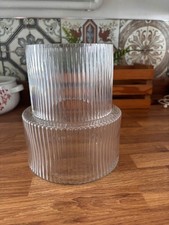 Glass Vase - Clear Ribbed Vase - 18 cm tall