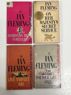 4 Vintage Ian Fleming James Bond paperbacks see discription