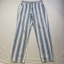 American Eagle Jeans Womens 4 High Rise Striped Blue White WIDE LEG. 27/27