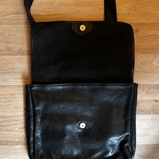 Jenny And The Boys Black Leather Tote Handbag Shoulder Bag Vintage 1990s