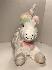 FAO Schwarz Unicorn Plush 15" Stuffed Animal Glow Brights Toy LED makes Sound