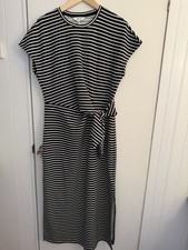 Spanx AirEssentials XL Striped Tie Waist Maxi Black & White Dress