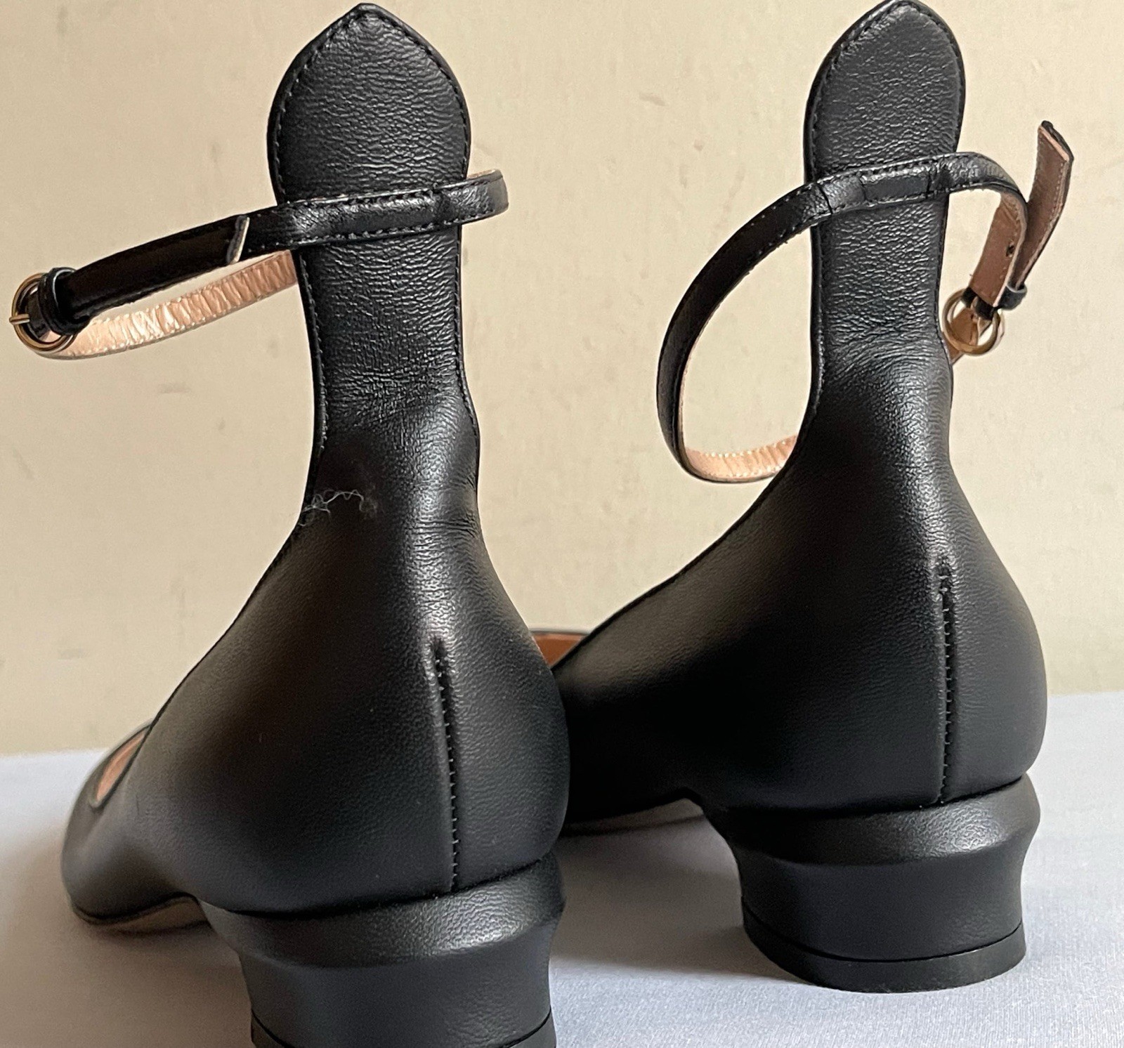 Valentino Garavani Black Leather Low Heel Ankle Strap Women ShoesSize 38 US 8 thumbnail 3