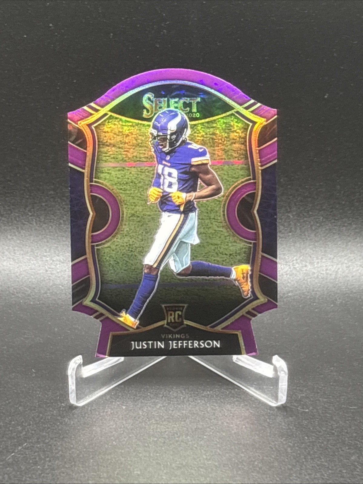 2020 Panini Select - Concourse Justin Jefferson #61 Purple Prizm Die-Cut (RC)