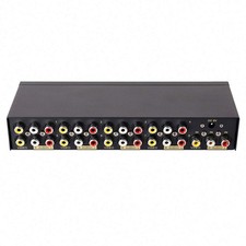 Powered 8 Way 3 RCA Splitter Box 1 in 8 Out Composite Video Audio Distributio...