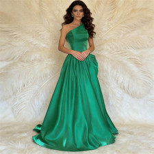 One Shoulder Evening Gown Draped Bow Train Formal Red Pageant Luxury Party Dress