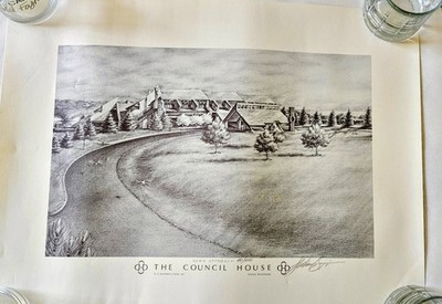 SC JOHNSON & Son Inc. ''Dawn Approach'' THE COUNCIL HOUSE Black And White Litho