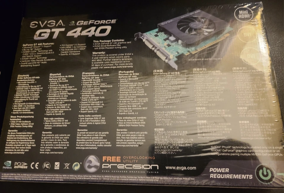 NVIDIA EVGA GeForce GT 440 01G-P3-1441-KR 1GB DDR3 Video Card - NEW SEALED BOX - Image 2 of 3