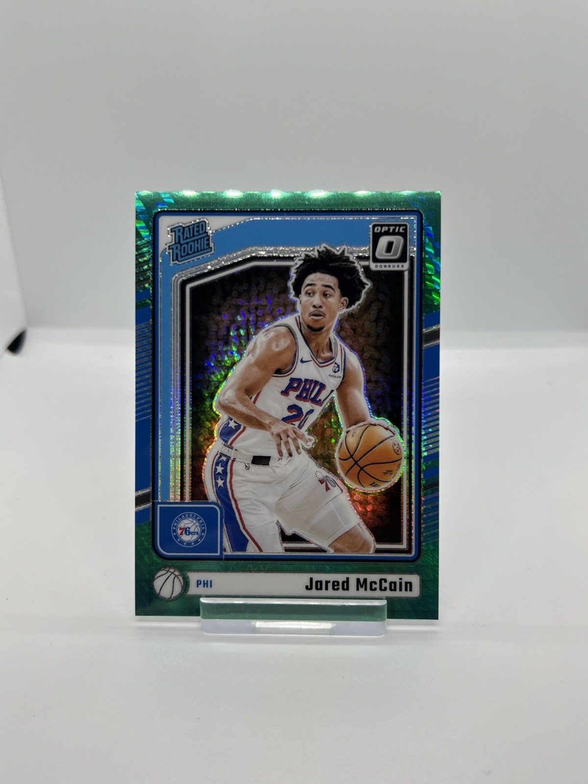 2024 Panini Donruss Optic Rated Rookie Jared McCain #270 Green Hyper Prizm /249