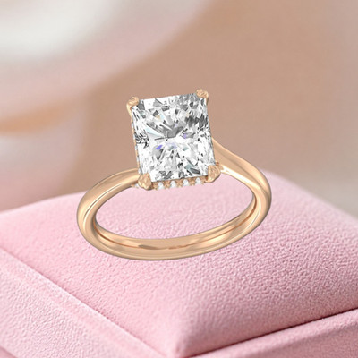 Diamant-Verlobungsring 4,45 ct Radiant IGI-zertifiziert Lab Created 14 k Rotgold