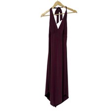 Vintage Y2K Whimsigoth Witchy Medium Burgundy Halter Rhinestone Babydoll Dress