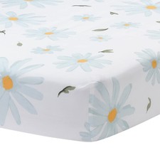 Sweet Daisy White Blue Floral 100 Cotton Baby Fitted Crib Sheet for Nursery