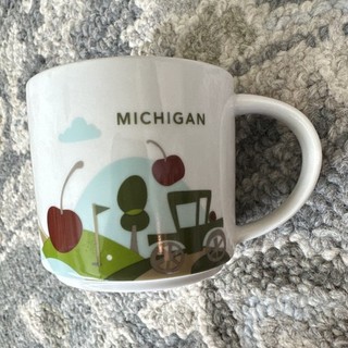 Starbucks You Are Here Collection Michigan 2015 Ceramic Mug Green Interior