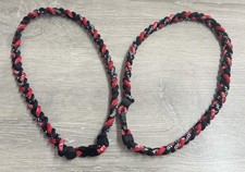 LOT OF 2 Braided "Sport Titanium" Red  Black Necklace 19" - LOOSE SNAP - NEW