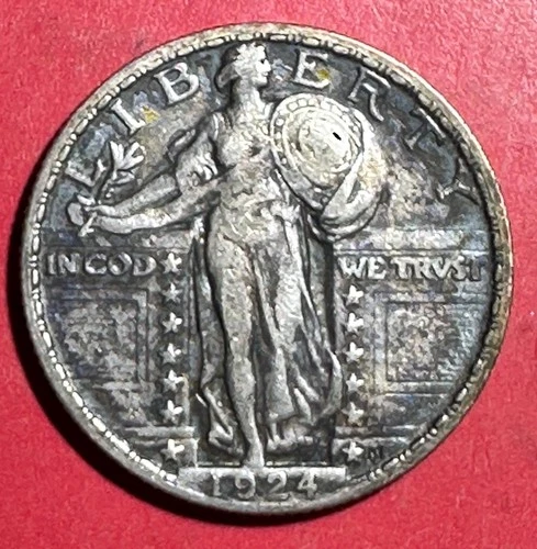 1924 US Standing Liberty SILVER Quarter! "Philadelphia" Mint! Choice VF! US Coin