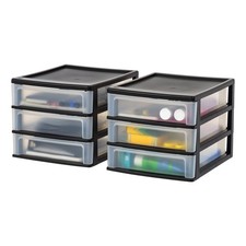 Iris Usa Plastic Stacking Desk Top 3-Drawer Storage Organizer 2-Pack For Makeup
