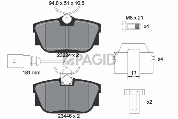 Pagid Bremsbelagsatz Scheibenbremse T5135N FüR VW Transporter Multivan T4 Bus 1-image