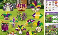 13 Pcs Mardi Gras Yard Signs Mardi Gras Decorations Outdoor Carnival Yard Lawn