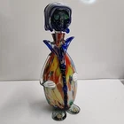 Vintage Murano Colorful Glass Clown Decanter 15.5 Inches