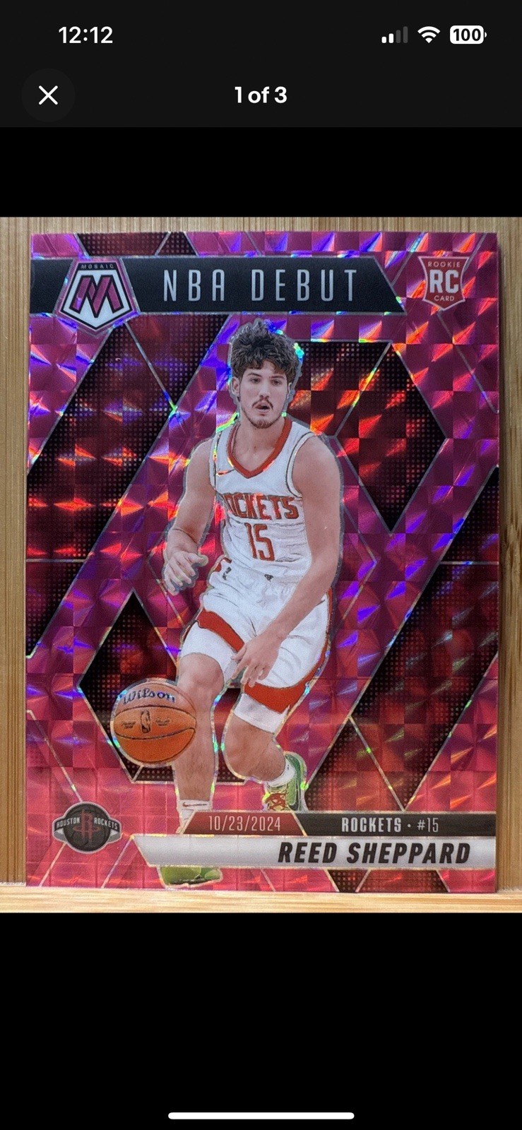 2024-25 Panini Mosaic - NBA Debut Reed Sheppard #252 Pink Mosaic Prizm /175 (RC)