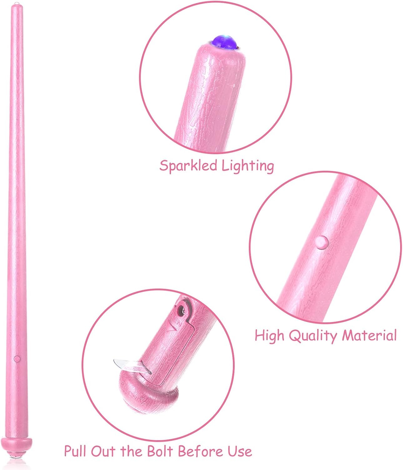 Gejoy 2 Piece Light up Wand Magic Wizard Wand Princess Fairy Wands Christmas Lig