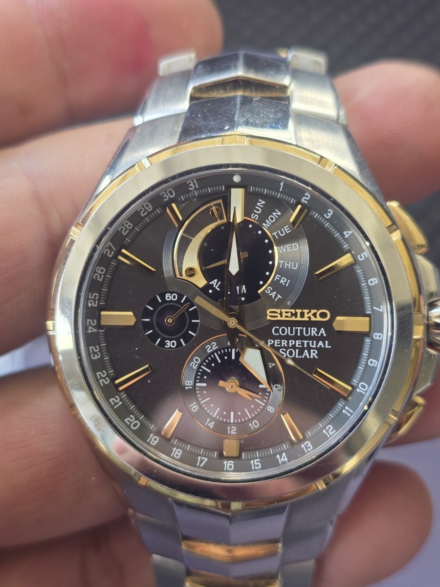 Vtg Seiko Coutura Perpetual Solar Chronograph Watch 560835 V198