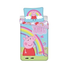 Peppa Pig Single Duvet Cover Set European Size Bedding Cotton Rainbow Pink