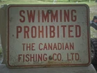 Canadian Fishing And No Swimming Vintage Sign