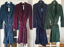 BNWT M&S MENS GENTS SUPERSOFT FLEECE DRESSING GOWNS BLUE -NAVY - BURGUNDY- GREEN