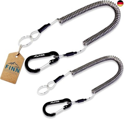 Pack of 2 FINN Outdoors spiral cable, spiral key chain, safety strap, safety