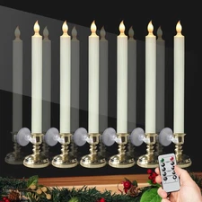 Flameless Window Candles with Remote and Timer, Battery Operated Taper Candle...