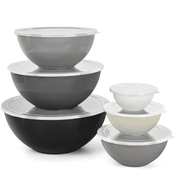 12 Piece Plastic Mixing Bowls Set, Nesting Mixing Bowl for Space Saving Storage