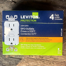 Leviton 15A 125V GFCI Tamper Resistant Duplex Outlet White GFNT1-4W 4 Pack