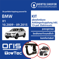 für BMW X1 Typ E84 10.2009-09.2015 AHK Abnehmbar +13Pol Spezifisch E-Satz KPL