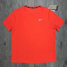 Nike Running T Shirt Size Large Mens Bright Crimson Orange Dri Fit UV Miler