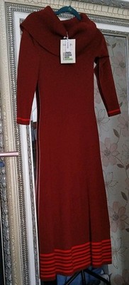 New ROKSANDA X GEORGE Ladies Burgundy Midi Jumper Dress UK 10