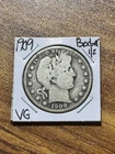 1909 P Barber Silver Half Dollar VG Very Good U.S. 50c Coin (Raw15905)