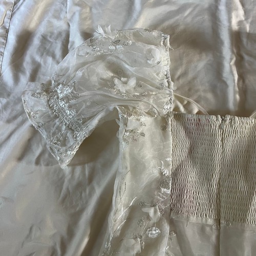 Nuevo con etiquetas Mini Vestido Sugar Thrillz Blanco 3D Floral Malla Manga Abullonada Talla XL Cottagecore - Imagen 4 de 10