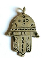 ANCIENT SILVER COLOR JEWISH AMULET SILVER COLOR TALISMAN PENDANT BEA...