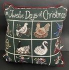 Twelve Days of Christmas Pillow ~15" Holiday Birds Partridge in a Pear Tree Song