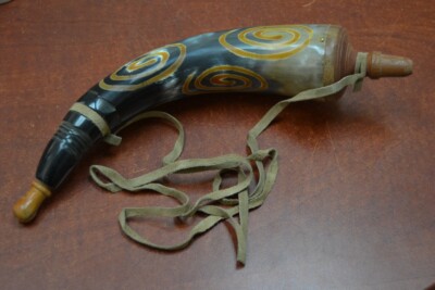 GENUINE BLACK SWIRL POWDER BUFFALO HORN WITH LEATHER STRAP 10'' - 12'' #8001S