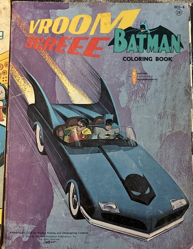 3 libros para colorear Whitman Batman 1966 Batman Vroom Scree y Robin Bat Cave raros Foto 3 de 4