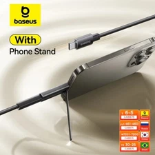 Baseus 100W USB C Cable With Phone Stand For iPhone 15 Fast Charging Cable